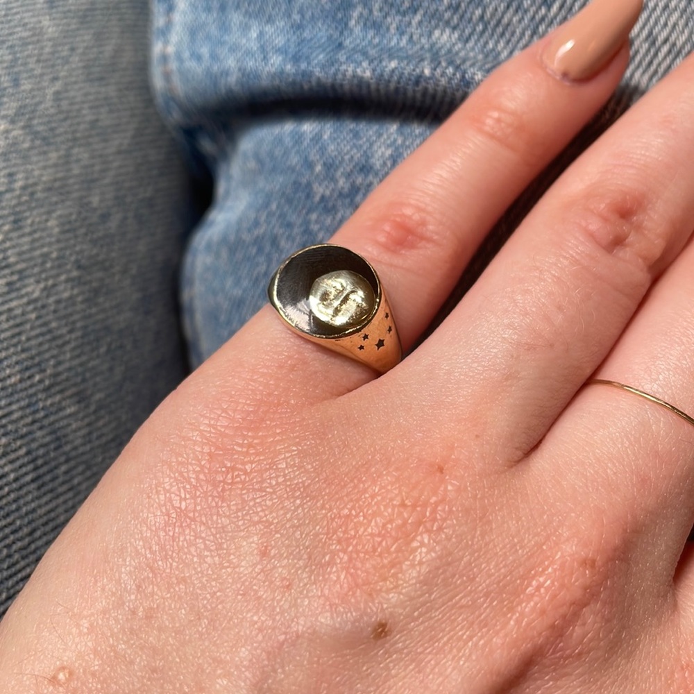 VERAMEAT Moon Face Ring